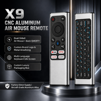 Télécommande Air Mouse RCU X9 en alliage d'aluminium pour TV avec apprentissage IR 2.4G + BT, mini-clavier X9 double mode à commande vocale Google