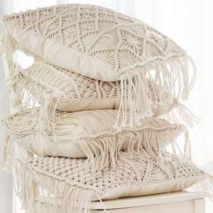 Dernière conception taie d'oreiller en macramé de forme carrée tricotée pour la maison hôtel et hôpital utilisation directe de l'Inde - Product Image 6