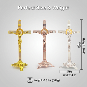 Crucifijo de Mesa HT con Base de Aleación de Zinc, Cruz Decorativa, Regalo Religioso para Cristianos, Decoración para el Hogar, Dormitorio y Sala de Estar - Product Image 2