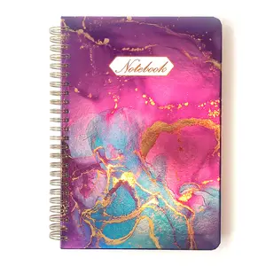 Cuaderno en espiral de tapa dura con estampado de oro marmoleado planificador personalizado 2024