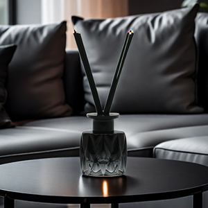Wholesale Custom 200ml Flat <strong>Black</strong> Luxury Glass <strong>Diffuser</strong> Bottle Empty <strong>Reed</strong> with Lids Screen Printing - Product Image 3