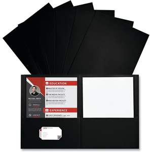 UNV56616 Universel 11 pouces. X 8,5 pouces Porte-documents noir à 2 poches en cuir gaufré, 25/boîte, accessoire de classement - Product Image 2