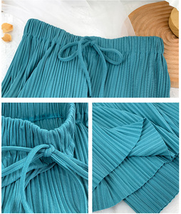 SIPO 2023 modesto y cómodo conjunto de 2 piezas para mujer nuevo EID Color sólido traje de cuello redondo Formal plisado de punto colección 2023 - Product Image 6