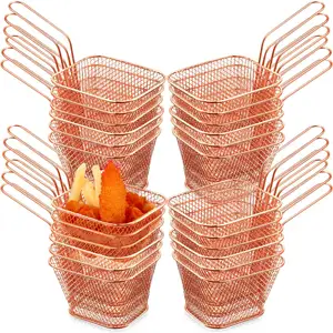 Um conjunto de Metal Iron Mini French Fry Frying Basket Chips Basket * 24
