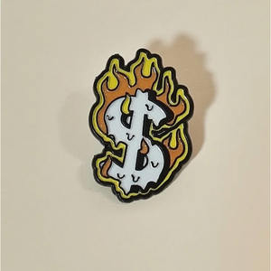 Conjunto de Pin de solapa con diseño de dólar de llama de estilo callejero único, accesorios de Clip de bufanda elegante para mujer, colección de insignias de moda - Product Image 5