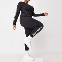 K210574 Vêtements de Sport Personnalisés Ensemble de Yoga Grande Taille pour Femmes Deux Pièces à Manches Longues T-shirt de Sport et de Fitness Haut de Yoga et Pantalon Legging