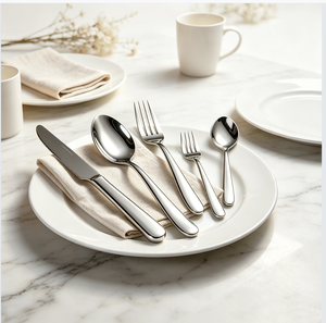 Juego de Cubiertos de Acero Inoxidable 304, Acabado Pulido Espejo, Estilo Moderno y Minimalista, para Hotel y Restaurantes de Alta Gama - Product Image 2