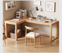 Bureau d'ordinateur d'angle en forme de L en bois massif moderne Bureau à domicile Haut de gamme Grand bureau d'ordinateur avec tiroirs