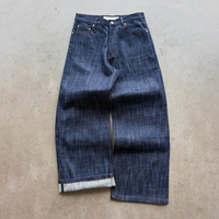 Jeans cargo vintage sur mesure pour hommes, 100% coton, coupe ample, jambe large, denim décontracté, streetwear, vêtements de travail, ODM, marque privée