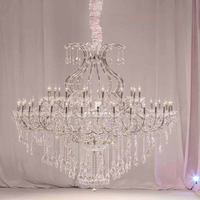 Grandes lumières pendantes en cristal noires personnalisées modernes pour escaliers d'hôtel lustre de luxe de ferme de Maria Theresa