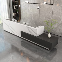 Comptoir d'accueil au design moderne et épuré, finition laquée, avec tiroir pour gérer les câbles, idéal pour hall d'entreprise, hall d'hôtel, salon de beauté, bar
