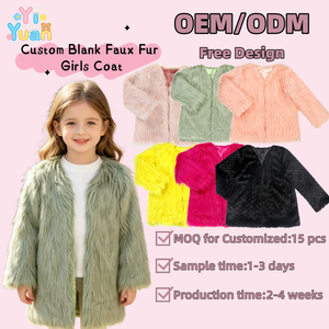 Cappotto in Finta <span class=keywords><strong>Pelliccia</strong></span> per Bambine, Personalizzabile OEM, Lungo e Soffice, Aperto sul Davanti, Giacca Invernale per Feste, Vendita all'Ingrosso per Negozi di Abbigliamento Americani - Product Image 1