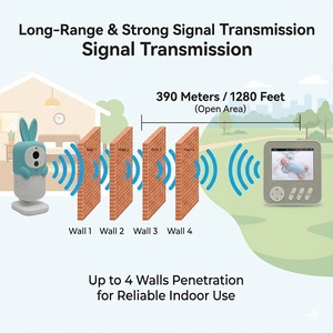 Baby Monitor Belt Clip Design 2.8 Screen 2-Way Audio 1080P HD Rechargeable Battery Night Vision with 2.4GHz FHSS Communication - Product Image 6