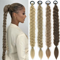 Yaojingnan Longue Queue de Cheval Tressée, Extension de Cheveux Synthétiques en Fibre Haute Température Résistante à la Chaleur, Clip de Coiffage 120g pour Usage Quotidien