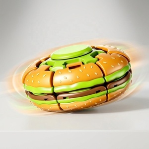 Hamburger Fidget Spinner Press & Spin, Balle anti-stress imprimée en 3D en forme de burger, Jouet de bureau pour soulager l'anxiété et le jeu sensoriel - Product Image 6