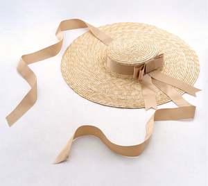 CLN612603 Sombreros de Paja de Trigo al por Mayor con Ala Ancha y Lazo, Sombrero de Playa para Mujer, Sombrero Turístico, Sombrero para el Sol - Product Image 3