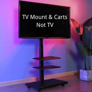 Black Large Base Movable Tvs Trolley Rolling Floor Stand Mobile TV Cart With 360 Degree Rotatable Wheels