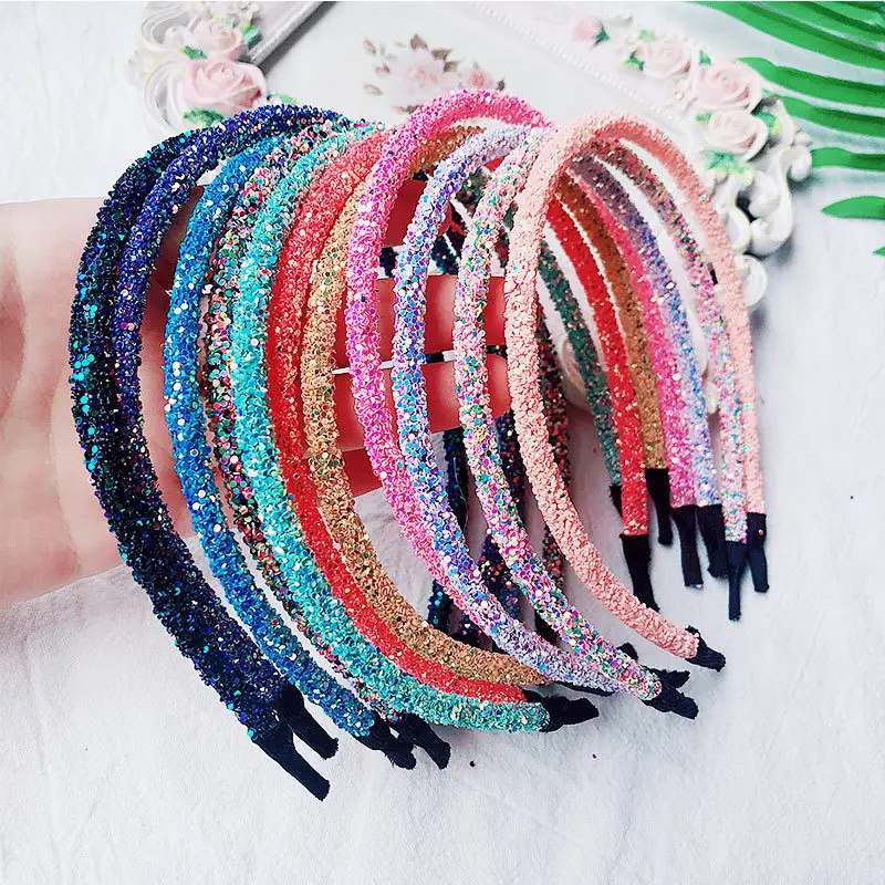 Wholesale cheap thin sparkle headbands glitter rhinestone headbands girls hair accessory