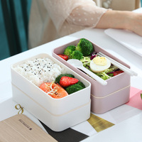 Boîte à lunch de marque Lihong, 2 étages, boîte à lunch de luxe, contenants pour aliments, boîte à lunch japonaise bento avec fourchette