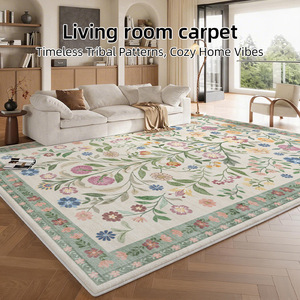 Tapis de salon EIFFEL HOME, style bohème américain rétro, motif floral, polyester, lavable en machine, pour salon, canapé et table basse - Product Image 3