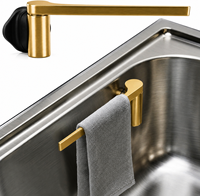 Accessoires de cuisine magnétiques de luxe en or noir, porte-torchons en acier inoxydable, décoration intérieure