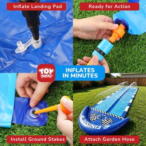 Tobogán Acuático Gigante de Carreras de Autos de 20 Pies con 2 Carriles, Bodyboards Integrados y Aspersores para Niños, Juegos al Aire Libre en el Patio Trasero - Product Image 4