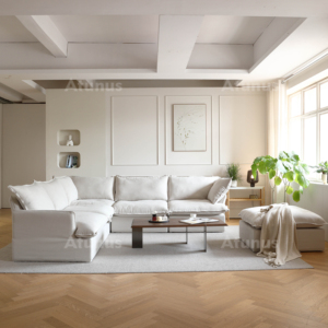 Canapé modulaire Lumio moderne à trois places avec pieds en bois, revêtement en tissu écologique lavable, design modulaire, lit convertible pour le salon - Product Image 3