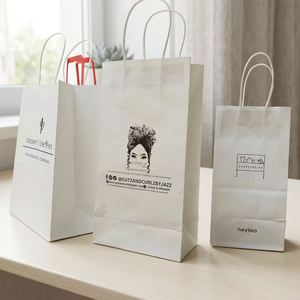 Recyclable Eco-Friendly Kraft Paper <b>Bag</b> with Handle Custom Logo and Flexo Printing for Coffee Shop Bakery <b>Snack</b> - Product Image 1