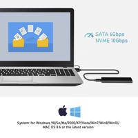 Boîtier SSD M.2 NVMe et SATA, boîtier externe USB 3.2 Gen 2 (10 Gbps) prenant en charge la garniture UASP pour les SSD NVMe / SATA