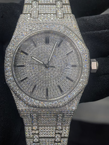Montre VVS Moissanite pour homme, entièrement sertie de diamants, mouvement automatique, fabrication artisanale de luxe, style Hip Hop, Montre en Moissanite - Product Image 3