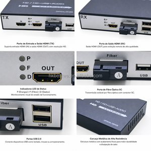 ตัวขยายสัญญาณ HDMI KVM แบบไฟเบอร์ 20 กม. 1080P@60Hz พร้อมพอร์ต Loop-out HDMI และ USB2.0 สำหรับคีย์บอร์ดและเมาส์ ใช้ไฟเบอร์ SC เส้นเดียว สำหรับส่งและรับสัญญาณ HDMI - Product Image 5