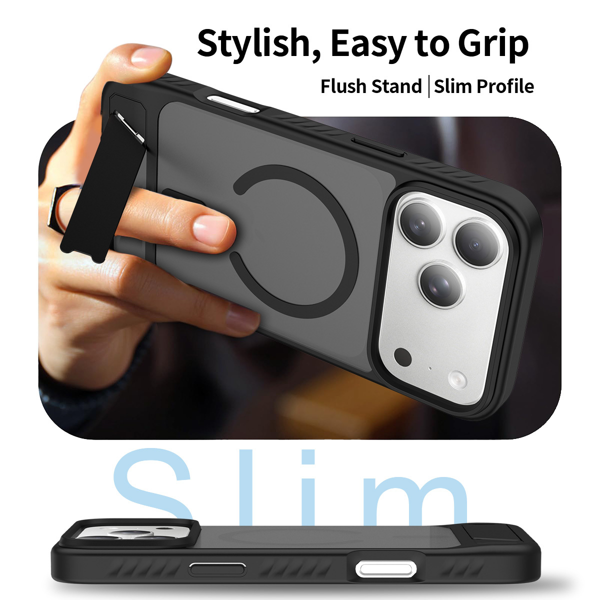 Trending Magnetic Phone Case for iPhone 17 Pro Max with Kickstand Shockproof Slim Matte Mobile Phone Cover Accessories · image 4