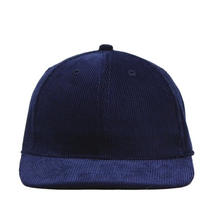 High Quality Low Moq 6 Panel Design Your Own Corduroy Blank Flat Brim Structured Baseball Cap Snapback <strong>Hat</strong> <strong>Navy</strong> - Product Image 2