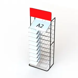 Kantoorbenodigdheden Winkel Kd Constructie Metalen Draadpapier Display Planken Rack Custom Voor A2,A3,A4 Papieren