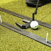 SwingPerfect Golf - Guía de Alineación de Trayectoria de Swing de Doble Riel de Fibra de Carbono 5 en 1 para Entrenamiento de Putt, Chipping, Hierro y Driver