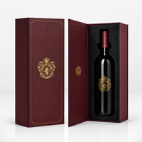 Boîte cadeau pour vin de luxe en carton rigide gris de 2,5 mm, forme livre, 120 g/m², papier simili cuir, dorure à chaud, insert en mousse EVA