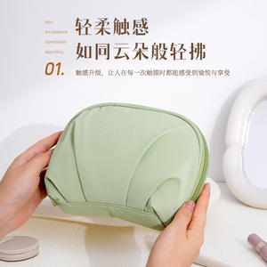 Bolsa de Maquillaje Beilian, Media Luna, Ligera, Portátil, Estuche de Viaje, Gris con Azul Claro, Rh2533 - Product Image 5