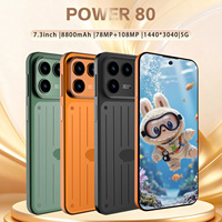 Nouveau téléphone portable 5G Power 80, écran HD 7,3 pouces, stockage 16 Go + 1 To, double SIM, emplacement pour carte TF, appareil photo 108 MP pour le camping en plein air, les voyages et la navigation