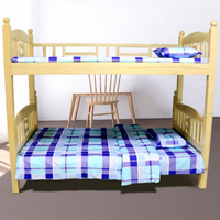 Parure de lit 3 pièces en tissu brocart 100 % coton, tissée, résistante à l'abrasion, pour dortoir étudiant – Drap de lit et housse de couette à carreaux, épaisse