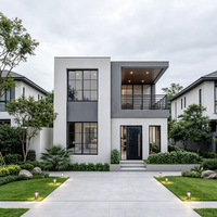 Villa préfabriquée modulaire de luxe, design européen moderne, structure en mousse de ciment, toit en pente, jardin, chambre, salle de bain, salle de sport, prête à l'emploi