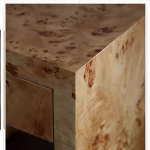 Table de chevet T26 en bois de placage doré naturel avec rangement pour chambre à coucher - Product Image 3