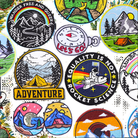 Aventure voyage Logo personnalisé patchs brodés 3D coeur sergé thermocollant pour randonnée camping design à coudre pour vêtements chapeaux sacs