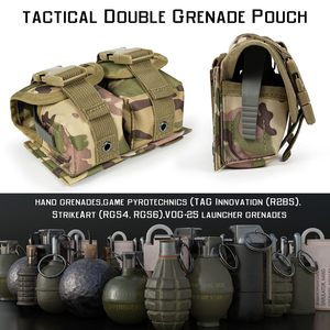 Pochettes tactiques-Pochette à <span class=keywords><strong>grenade</strong></span> double <span class=keywords><strong>frag</strong></span>, sacs à outils Molle EDC - Product Image 6