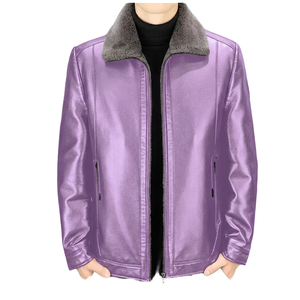 Veste d'hiver décontractée pour homme en cuir véritable de haute qualité, à manches longues, coupe-vent, col mandarin, au meilleur prix - Product Image 4