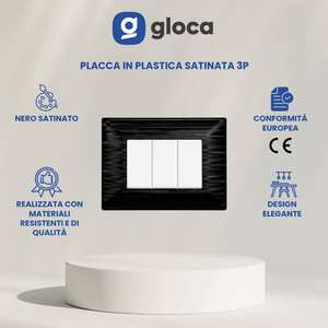 Ensemble de plaques d'interrupteurs muraux Gloca à 3 postes, en plastique noir satiné, design minimaliste durable, 3 pièces - Product Image 2