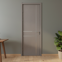 Porte recouverte de film PVC avec décoration en acier inoxydable, design à incrustations métalliques, anti-rayures, porte intérieure pour maison, hôtel, conforme à la norme ISO