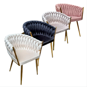 Nhà máy nóng bán <span class=keywords><strong>grey</strong></span> nhung ăn ghế với cánh tay vàng chân kim loại chần chừ hiện đại cafe ghế mềm màu be trắng ghế - Product Image 3