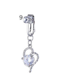 YICAI Chaud Non-Piercing Crâne Coeur Couronne CZ Clip <span class=keywords><strong>sur</strong></span> Nombril Anneaux Pour Femmes Zircon Dangle Faux Faux Ventre Anneau - Product Image 6