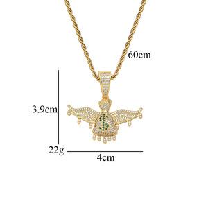 Colgante de Bolsa de Dinero, Accesorios Hip Hop, Colgante de Cartera con Alas y Símbolo de Dólar - Product Image 1