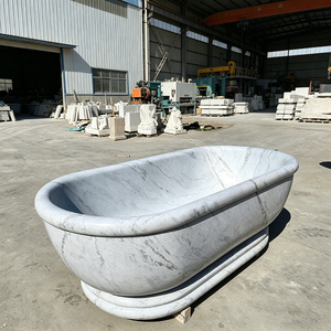 <span class=keywords><strong>Baignoire</strong></span> en marbre chinois moderne, gris naturel, ovale, à rebord roulé, autoportante, pour l'extérieur, idéale pour les hôtels - Vente chaude - Product Image 2